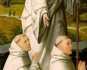 简 贝勒冈布 : The Retable of Le Cellier (triptych), inner-left panel featuring St. Bernard & Cistercian Monks